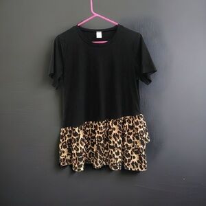 Ruffle Leopard Print Blouse